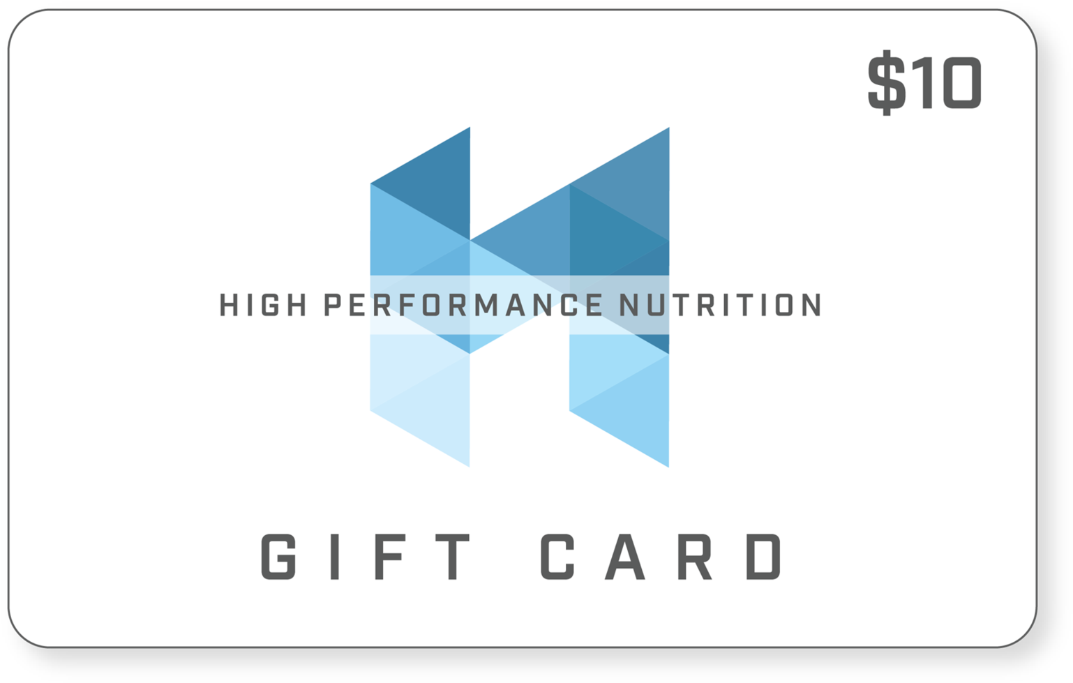 10 Dollar High Performance Nutrition Gift Card PNG image with a transparent background, free high-resolution download