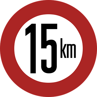 15km Speed Limit Sign PNG with transparent background