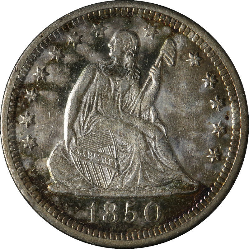 1850 Seated Liberty Silver Dollar PNG with transparent background