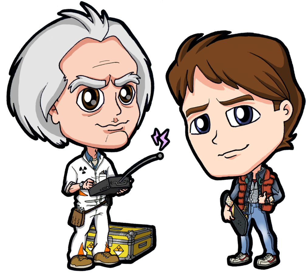 1985 Back To The Future Doc Brown Marty Mcfly By Zphal - Doc From Back To The Future Cartoon, HD Png Download PNG with transparent background