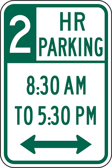 2 Hour Parking Signwith Arrows PNG with transparent background