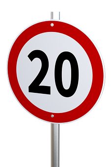 20 M P H Speed Limit Sign PNG with transparent background