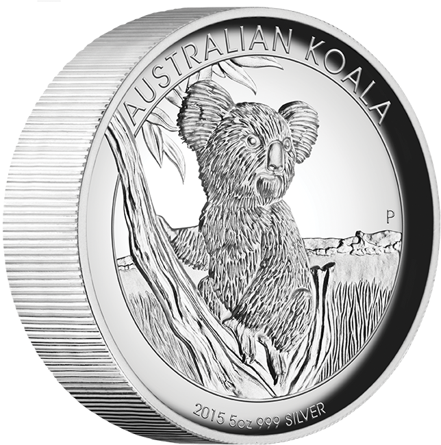 2015 Australian Koala 5oz Proof High Relief Silver - Australian Koala 2015 5oz Silver Proof High Relief PNG with transparent background