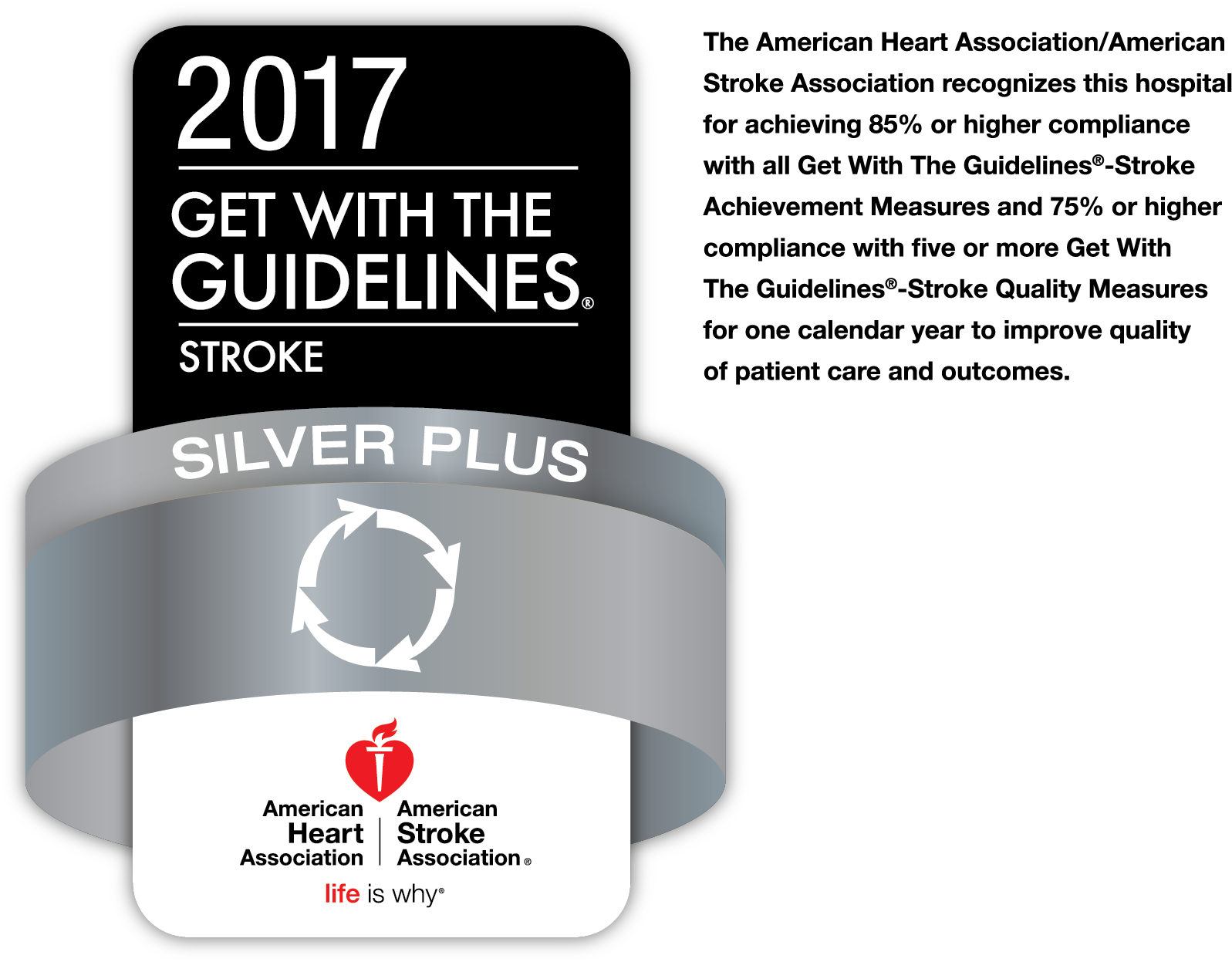 2017 Stroke Guidelines Award Silver Plus PNG with transparent background