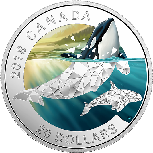 Geometric Fauna Orcas Silver, HD Png Download PNG with transparent background