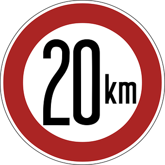 20km Speed Limit Sign PNG with transparent background