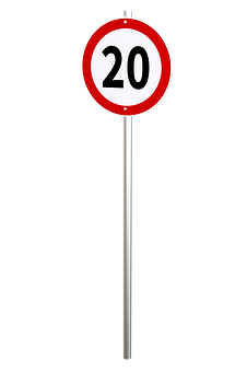 20kmhspeedlimitsign PNG with transparent background