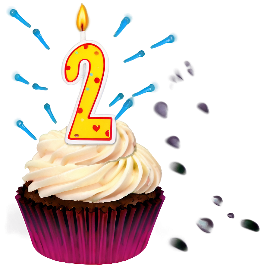 2nd Birthday Cupcake Design Png 8