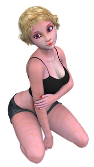 3 D Animated Blonde Female Character