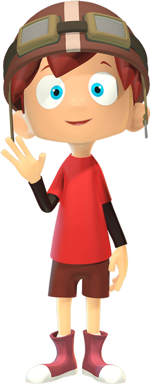 3 D Animated Boy Waving PNG with transparent background