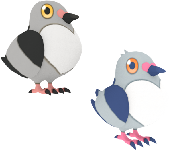 3 D Animated Pigeons PNG with transparent background