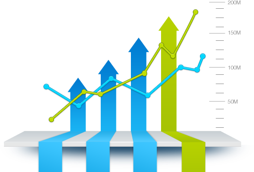 3 D Bar Chartwith Line Graph Progress