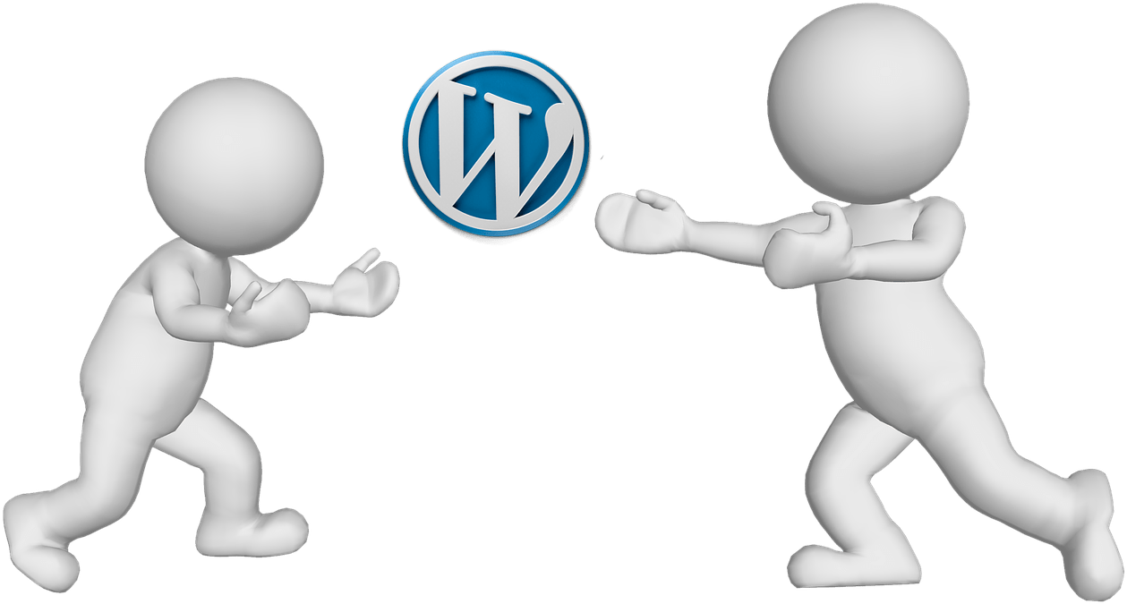 3 D Characters Chasing Wordpress Logo