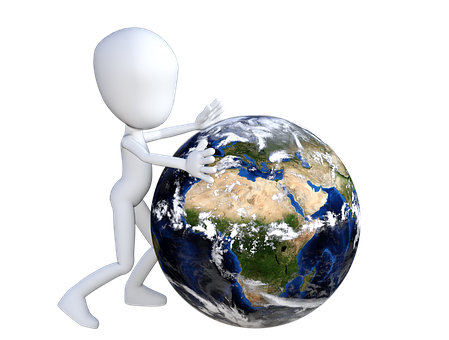 3 D Figure Hugging Earth PNG with transparent background