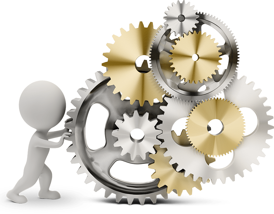 3 D Figure Pushing Gear PNG with transparent background