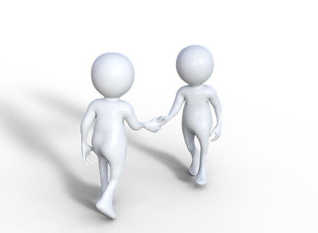 3 D Figures Shaking Hands