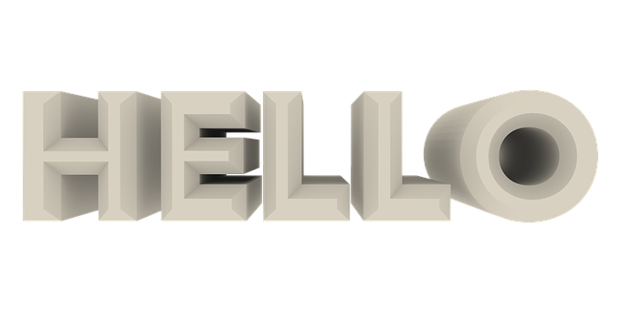 3 D Hello Text Design PNG with transparent background