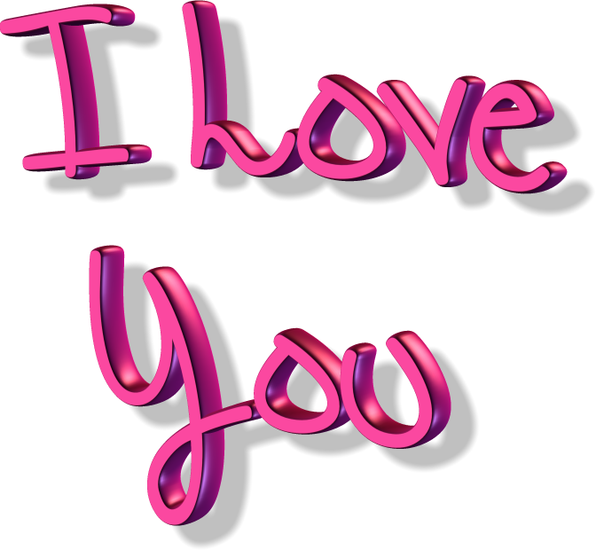 3 D I Love You Text PNG with transparent background