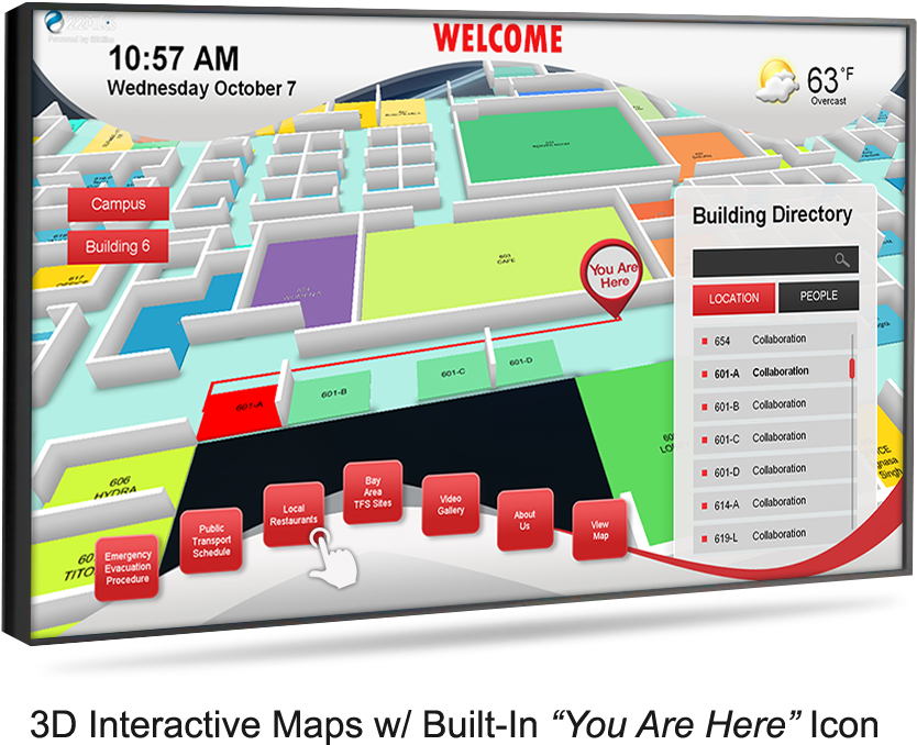 Wayfinding Digital Signage - You Are Here Interactive Map, HD Png Download PNG with transparent background