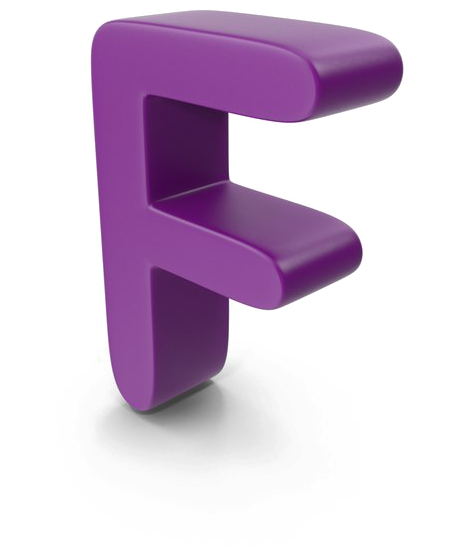 3 D Letter F Purple Standing