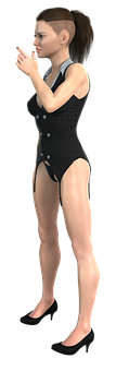 3 D Model Woman Black Outfit