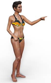 3 D Model Womanin Bikini Pointing