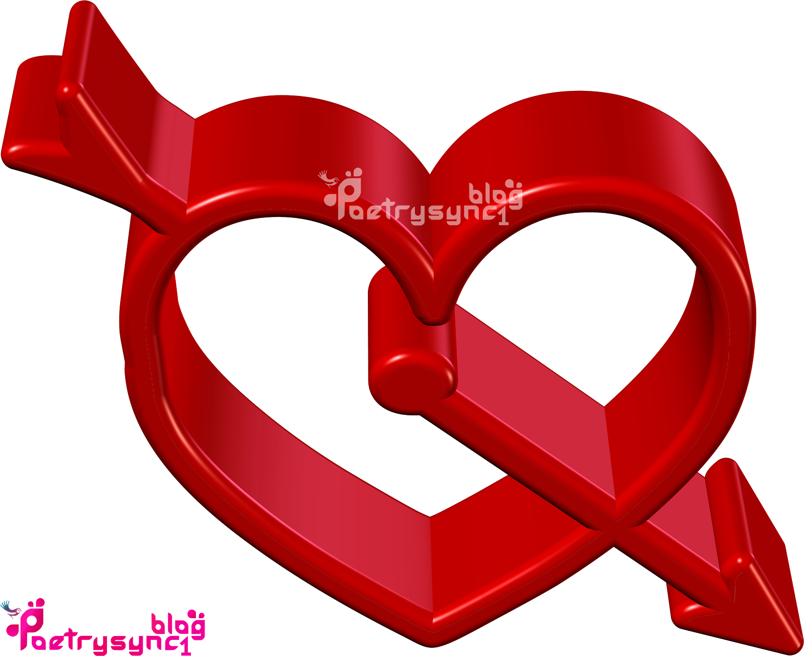 3 D Red Heart Arrow Design.png