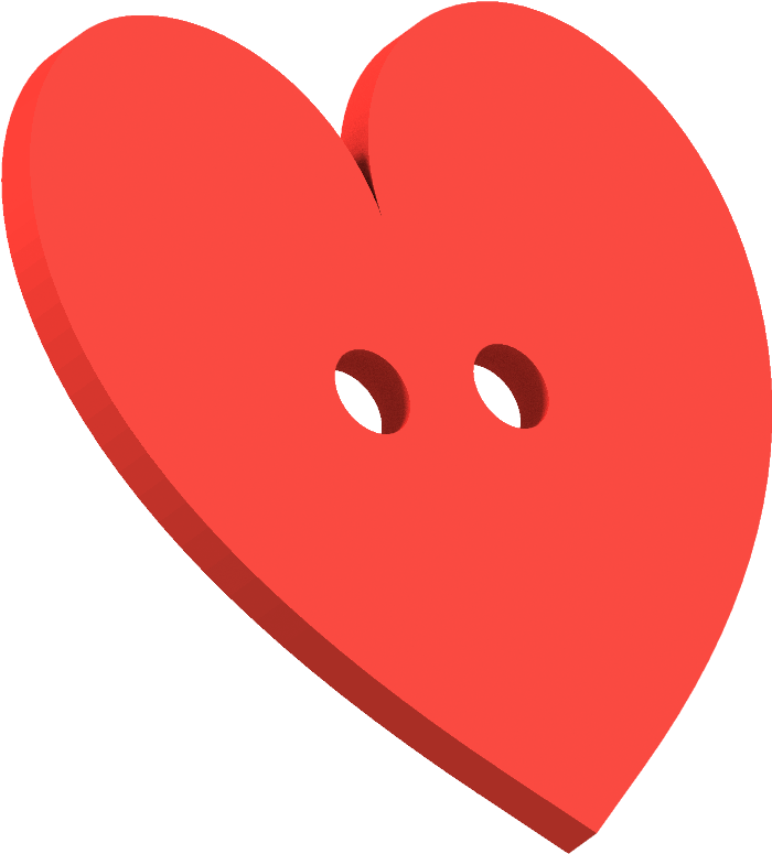 Heart Button With 2 Holes 3d Model Stl, HD Png Download PNG with transparent background