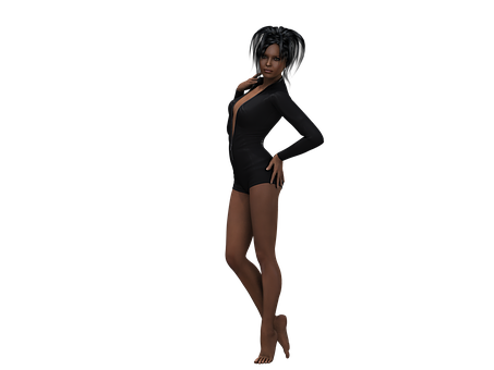 3 D Rendered Female Character Black Outfit