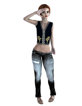 3 D Rendered Saluting Girl