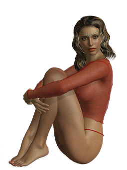 3 D Rendered Seated Woman