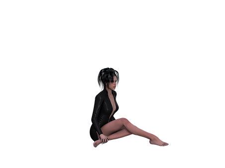 3 D Rendered Womanin Black Outfit