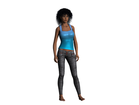 3 D Rendered Womanin Casual Attire