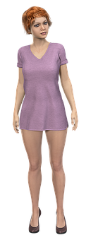 3 D Rendered Womanin Purple Dress