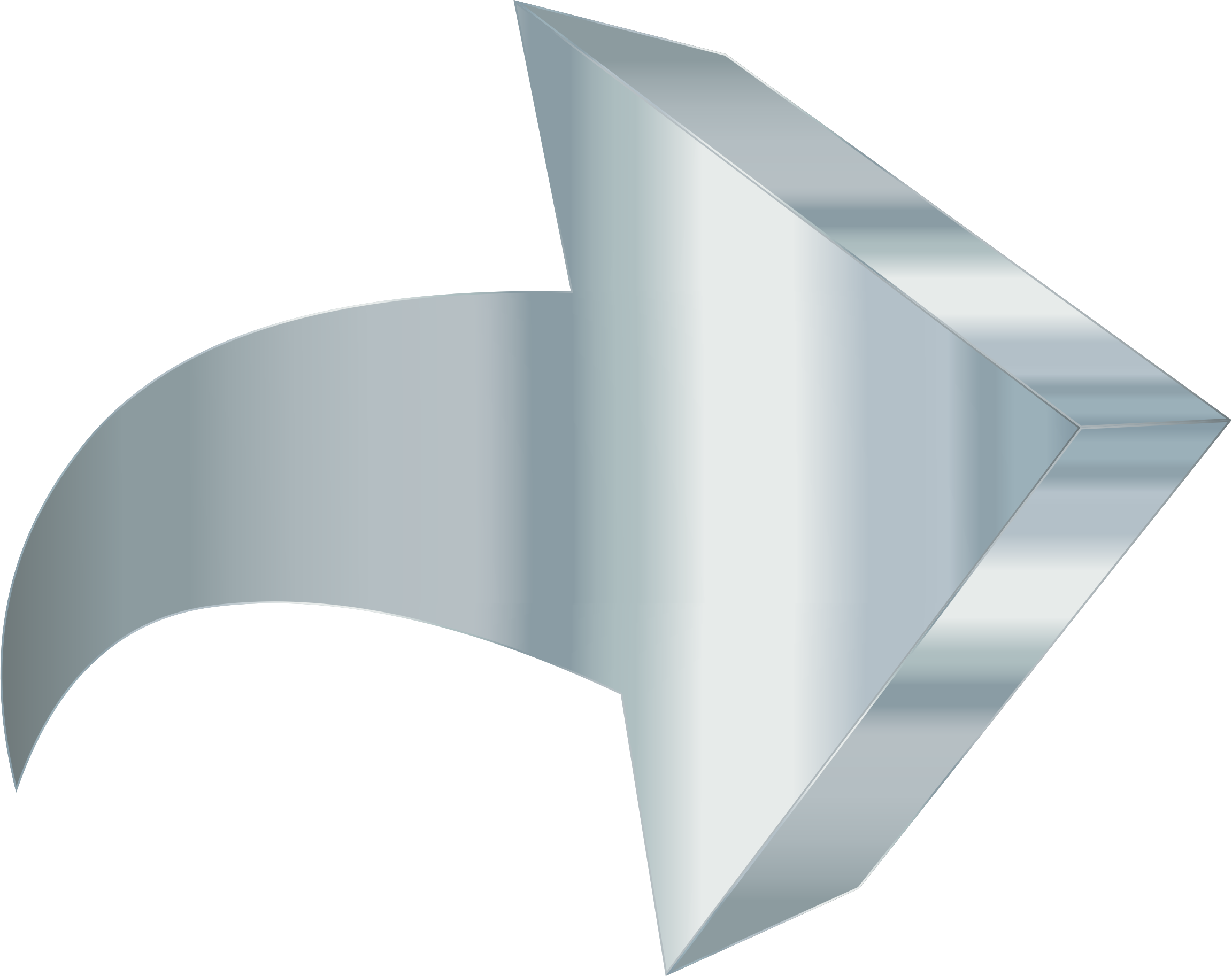 3 D Silver Arrow Icon PNG with transparent background