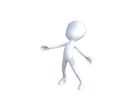3 D White Figure Walking PNG with transparent background