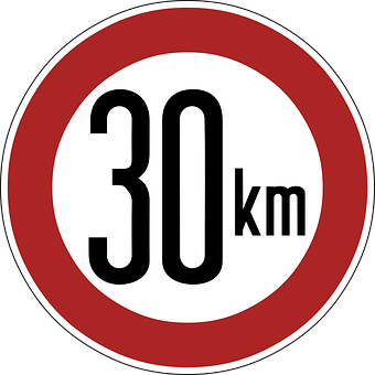 30km Speed Limit Sign PNG with transparent background