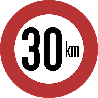 30km Speed Limit Sign PNG with transparent background