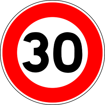 30kmhspeedlimitsign PNG with transparent background