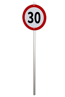 30kmhspeedlimitsign PNG with transparent background