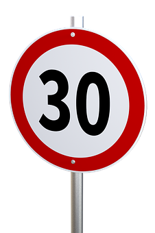 30kmhspeedlimitsign PNG with transparent background