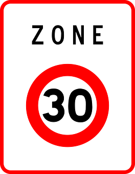 30kmspeedzonesign PNG with transparent background