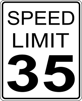 35 M P H Speed Limit Sign PNG with transparent background