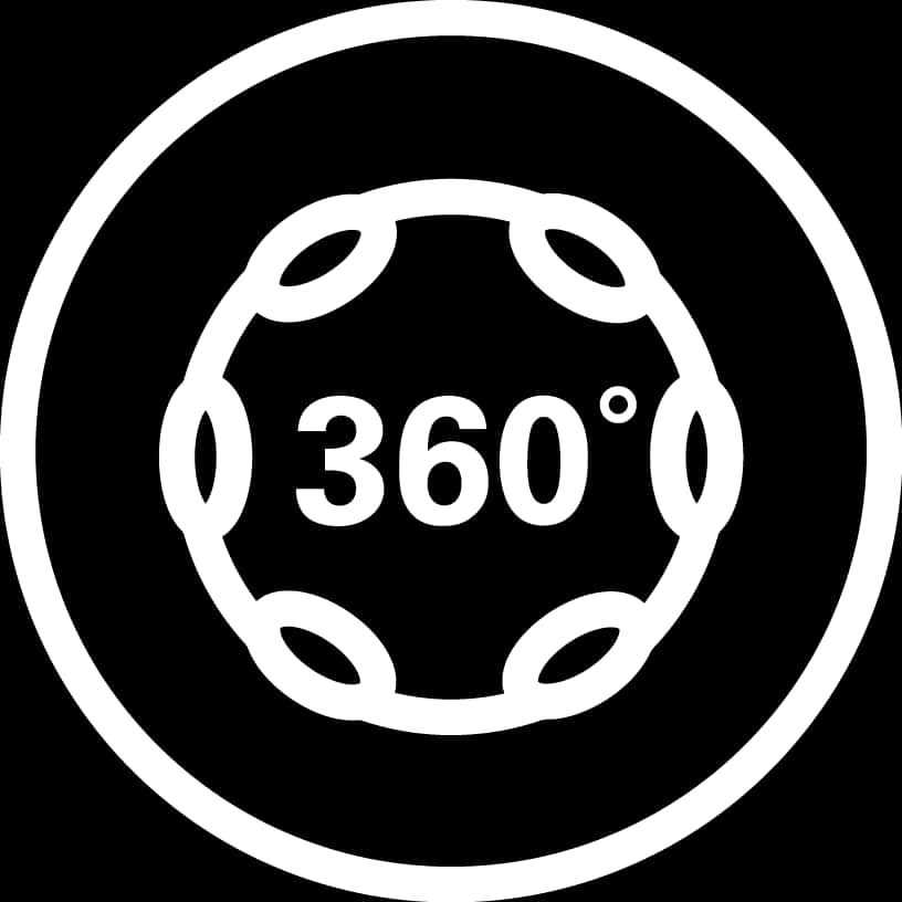 360 Degree Icon Blackand White PNG image with a transparent background, free high-resolution download