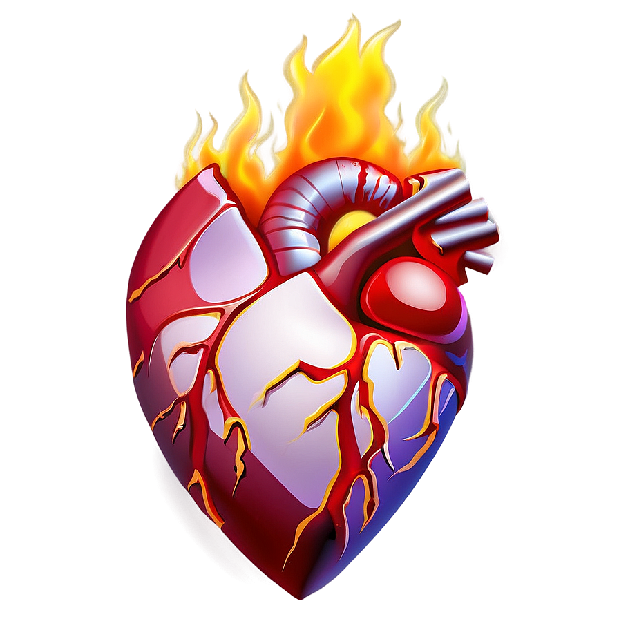 3d Heart On Fire Png Tfc