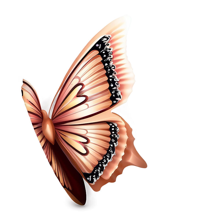 3d Rose Gold Butterfly Png Nee