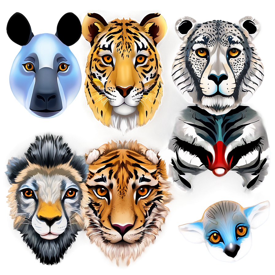 3d Zoo Animal Faces Png 54