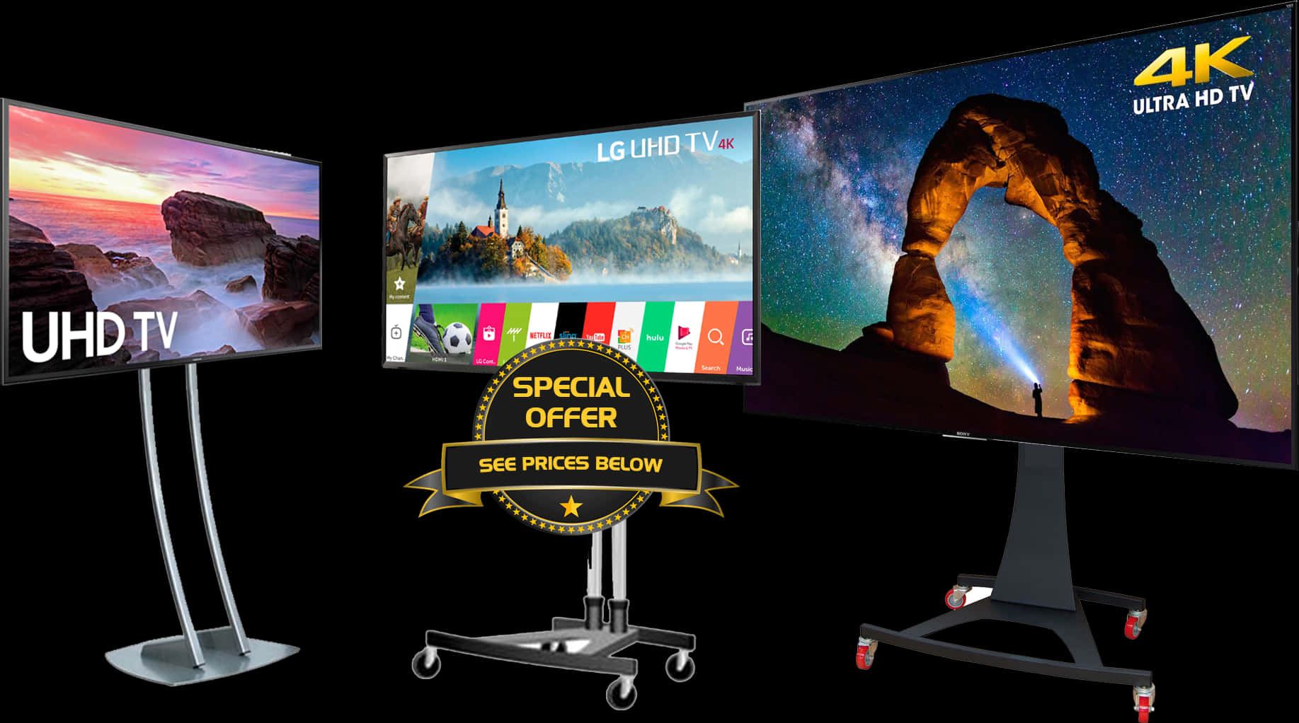 4 K U H D T V Display Advertisement PNG with transparent background