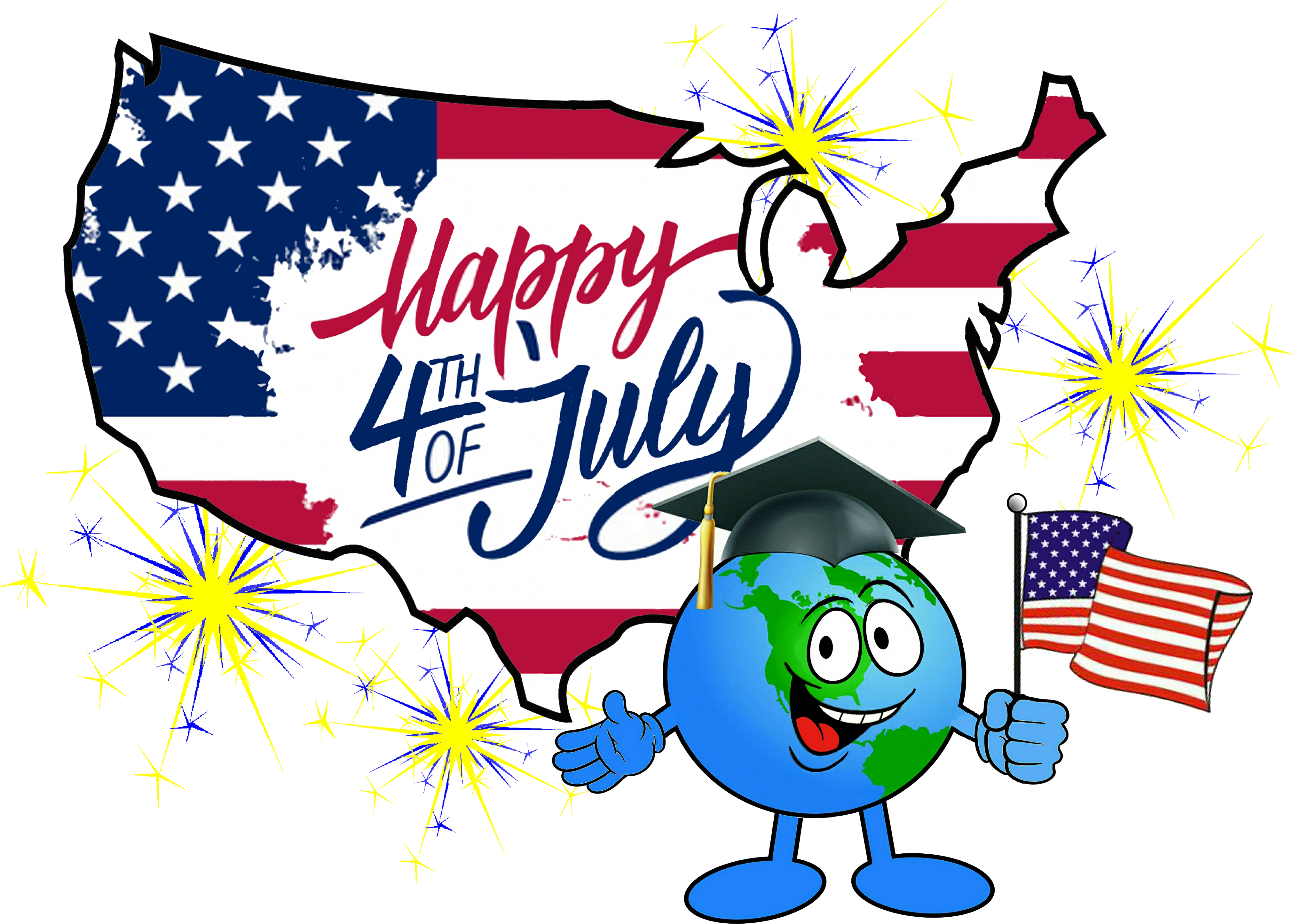 4thof July Celebration Cartoon PNG with transparent background