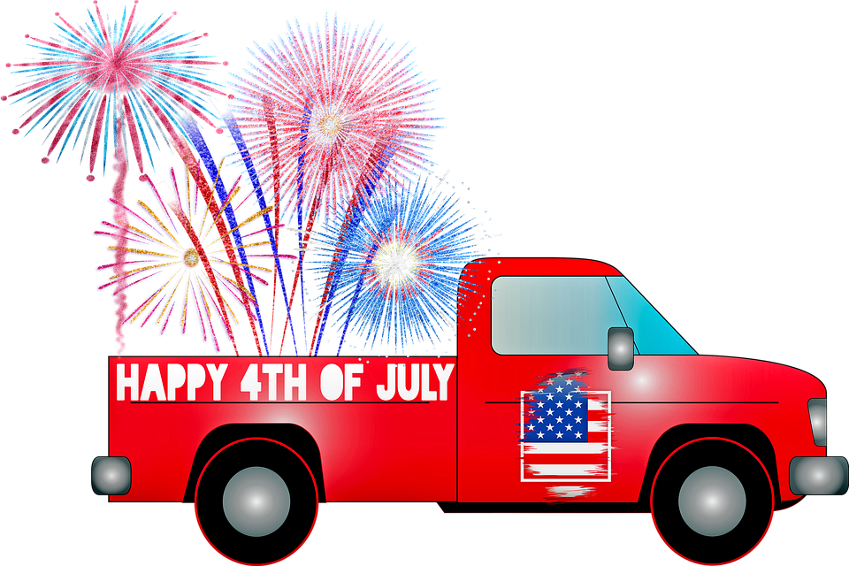 4thof July Fireworks Truck Celebration PNG with transparent background